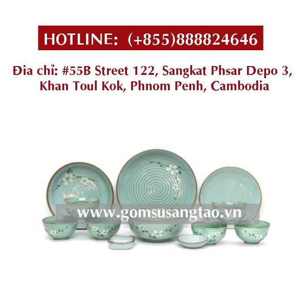 In logo lên bộ bình trà , ly sứ, cốc sứ, chén dĩa theo yêu cầu tại campuchia