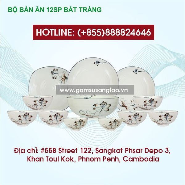 In logo lên bộ bình trà , ly sứ, cốc sứ, chén dĩa theo yêu cầu tại campuchia