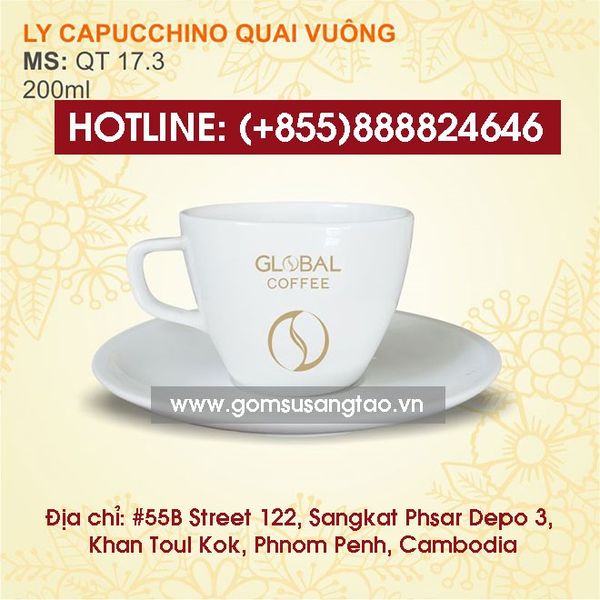 In logo lên bộ bình trà , ly sứ, cốc sứ, chén dĩa theo yêu cầu tại campuchia