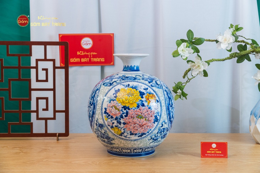 Quả Hút Lộc Song Thọ Mẫu Đơn Phú Quý Tứ Thời Lam Huế Gấm Ngọc