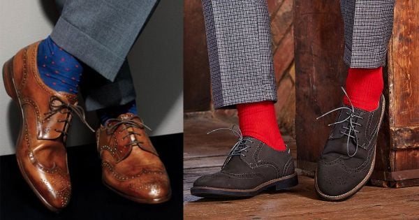 Phối tất đi giày tây nhiều màu với giày tây