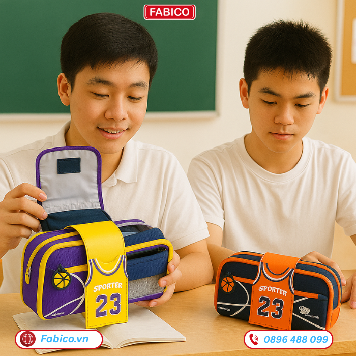 Hộp đựng bút học sinh vải Canvas 2 ngăn Yescholar 7914