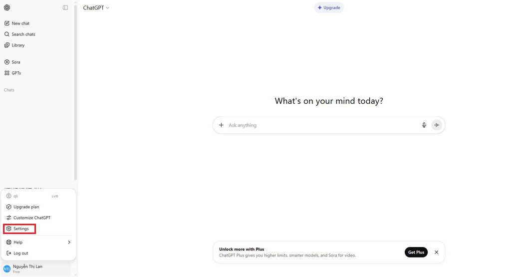 Xóa tài khoản ChatGPT trong mục