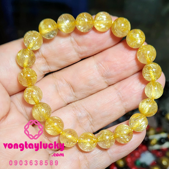 đá thạch anh tóc vàng, chuỗi hạt phật giáo, chuỗi phong thủy, vòng 21 hạt