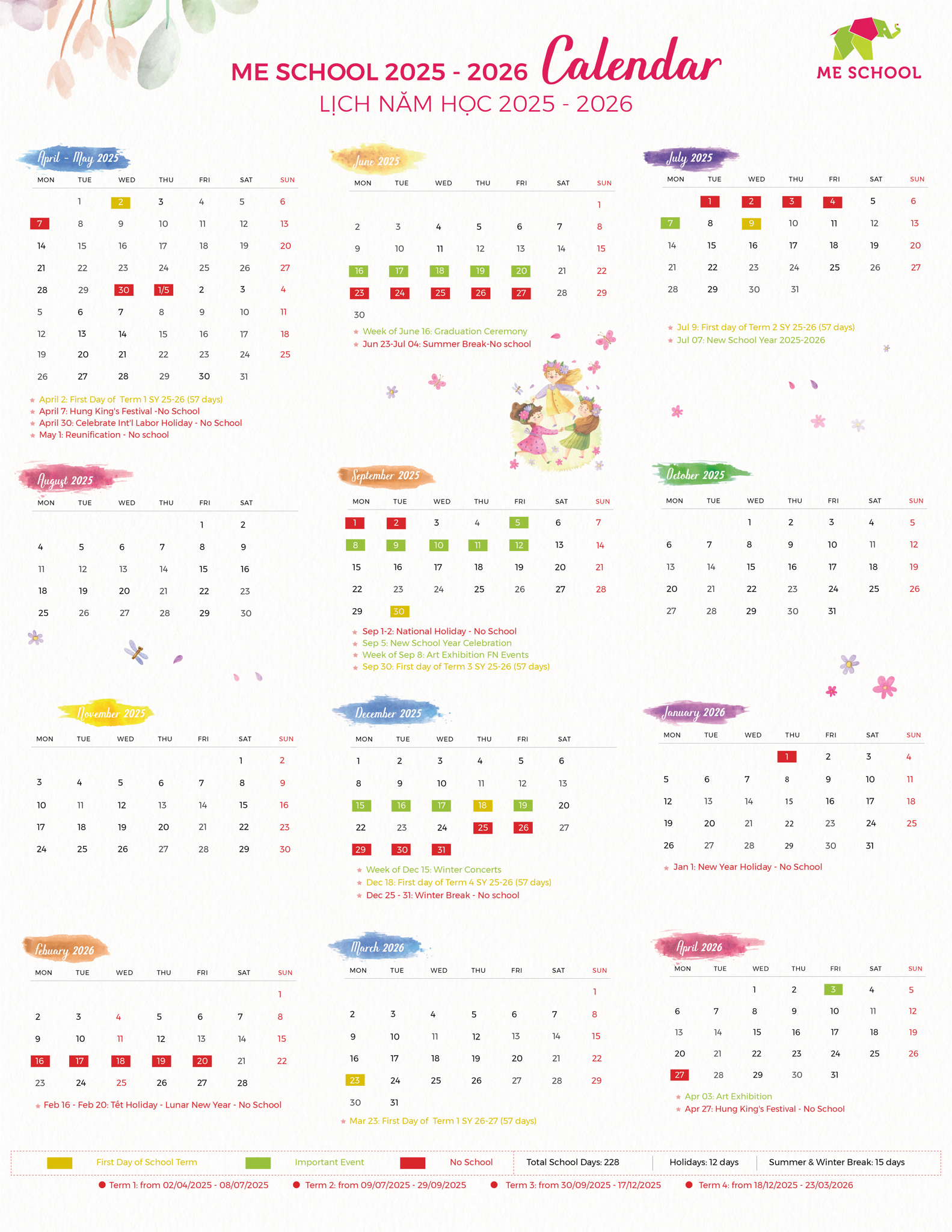 Lịch Năm học 2025 - 2026 | ME School