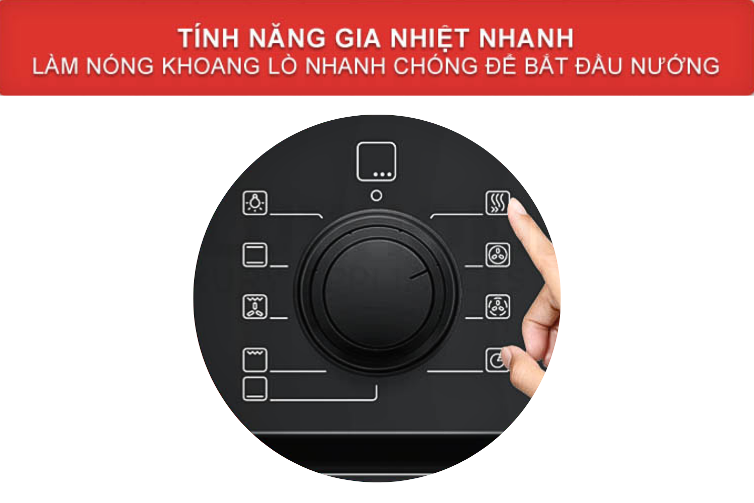 Chức năng gia nhiệt nhanh (Rapid Heating) giúp lò đạt nhiệt độ mong muốn (trên 100°C) một cách siêu tốc