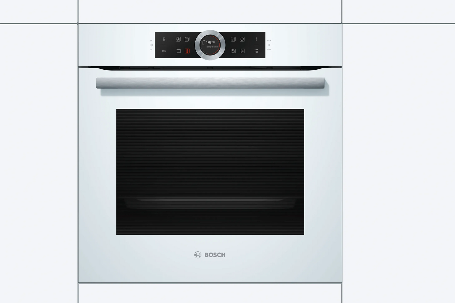 Lò nướng Bosch HBG675BW1 Serie 8 nổi bật với mặt kính trắng toàn phần