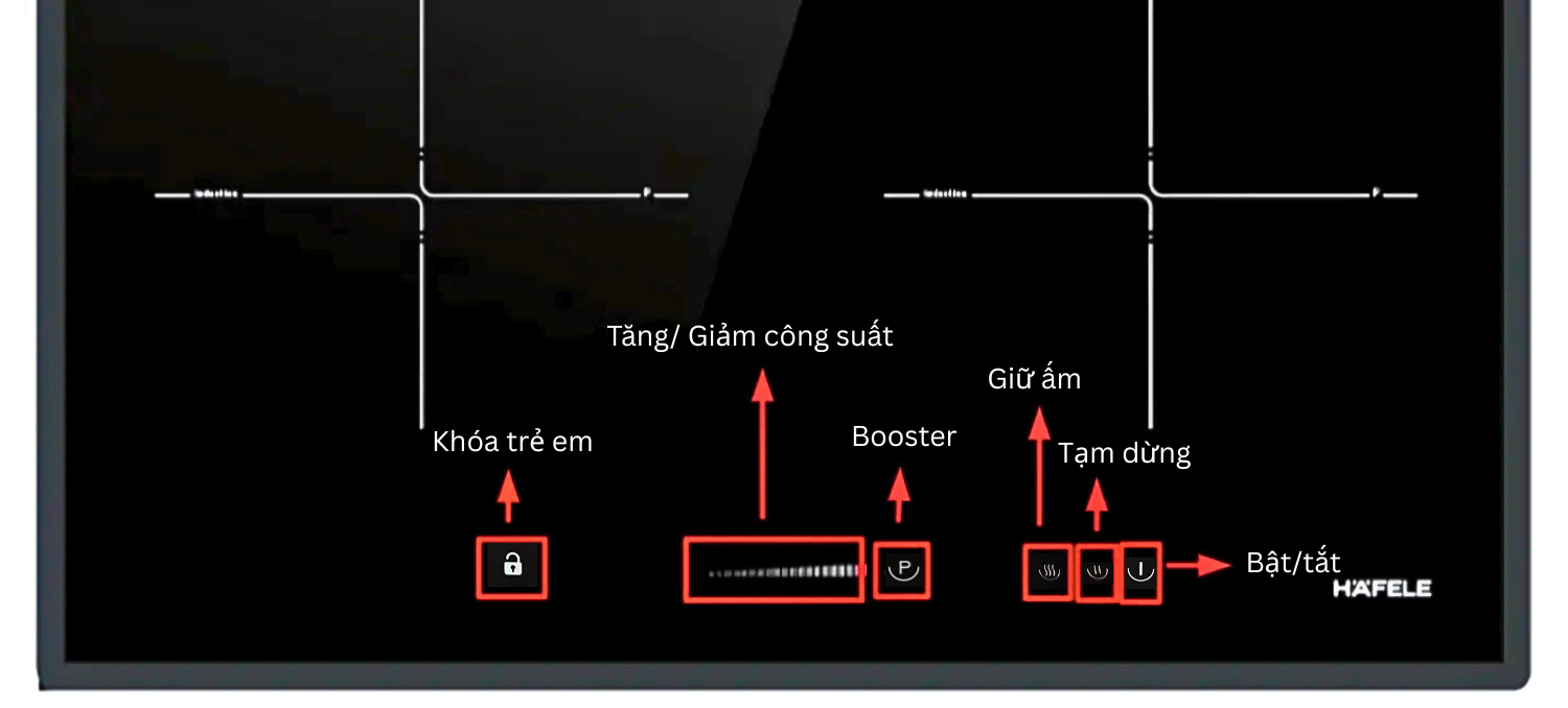 Bếp từ Hafele HC-I604D được trang bị bảng điều khiển cảm ứng trượt