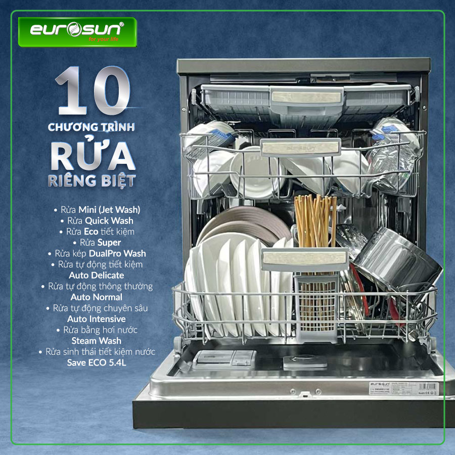10 chương trình rửa đa dạng, phù hợp mọi nhu cầu