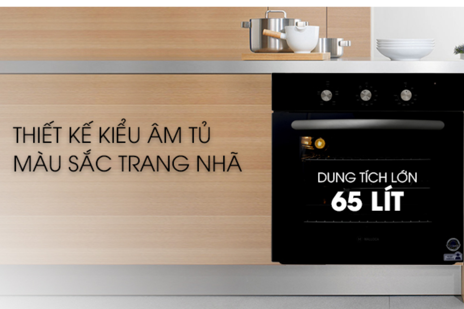 Lò nướng Malloca MOV-655 EST sỡ hữu khoang lò rộng rãi với dung tích 65 lít