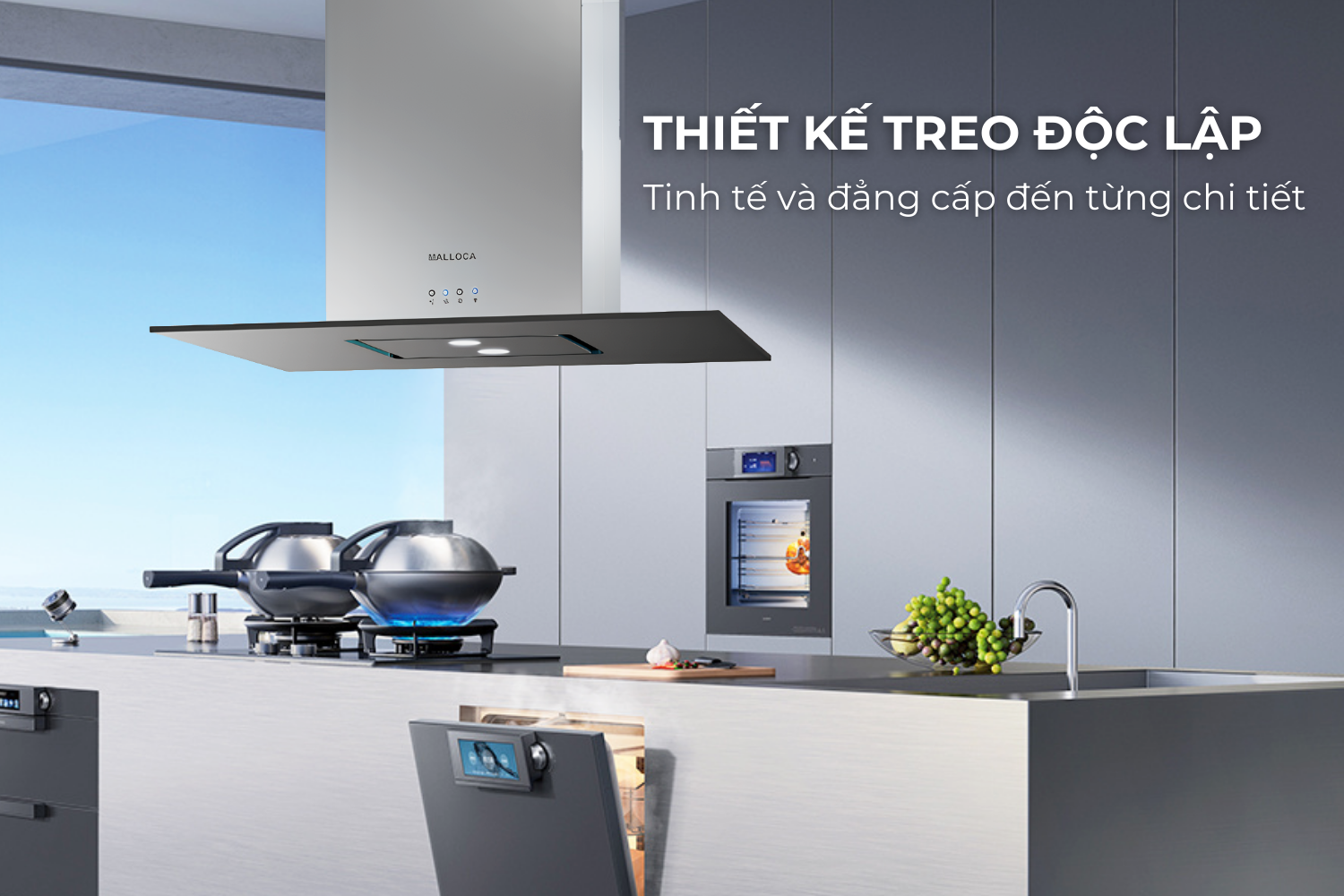 Thiết kế dạng đảo hiện đại, mặt kính gương long lạnh ấn tượng