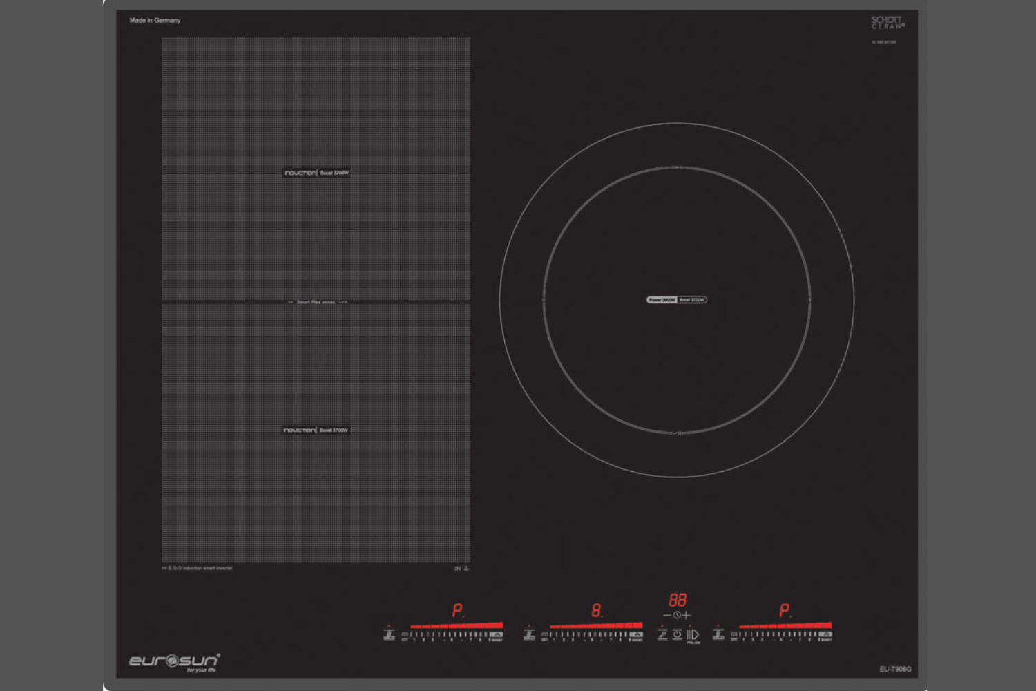 EU-T906G sở hữu đến 3 vùng nấu độc lập