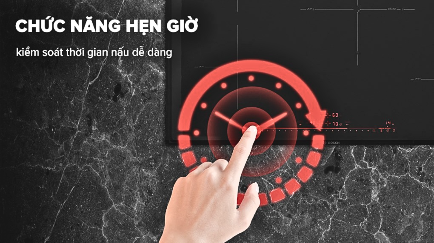 Tính năng hẹn giờ cho phép cài đặt thời gian nấu độc lập cho từng vùng