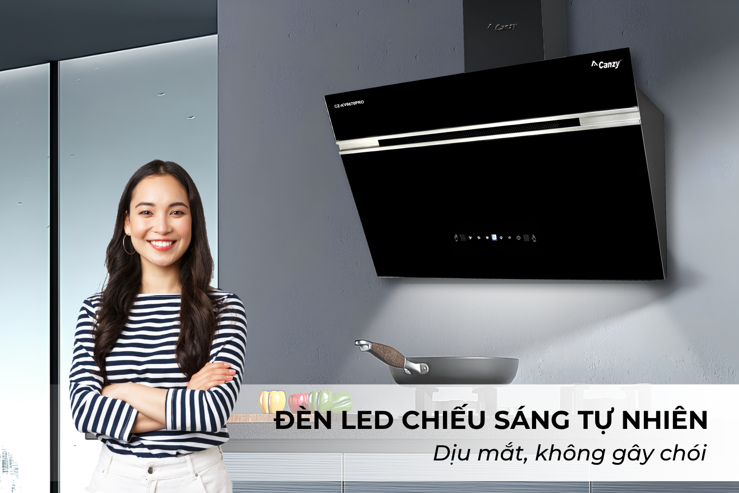Máy Hút Mùi Kính Vát Canzy CZ KV6670PRO