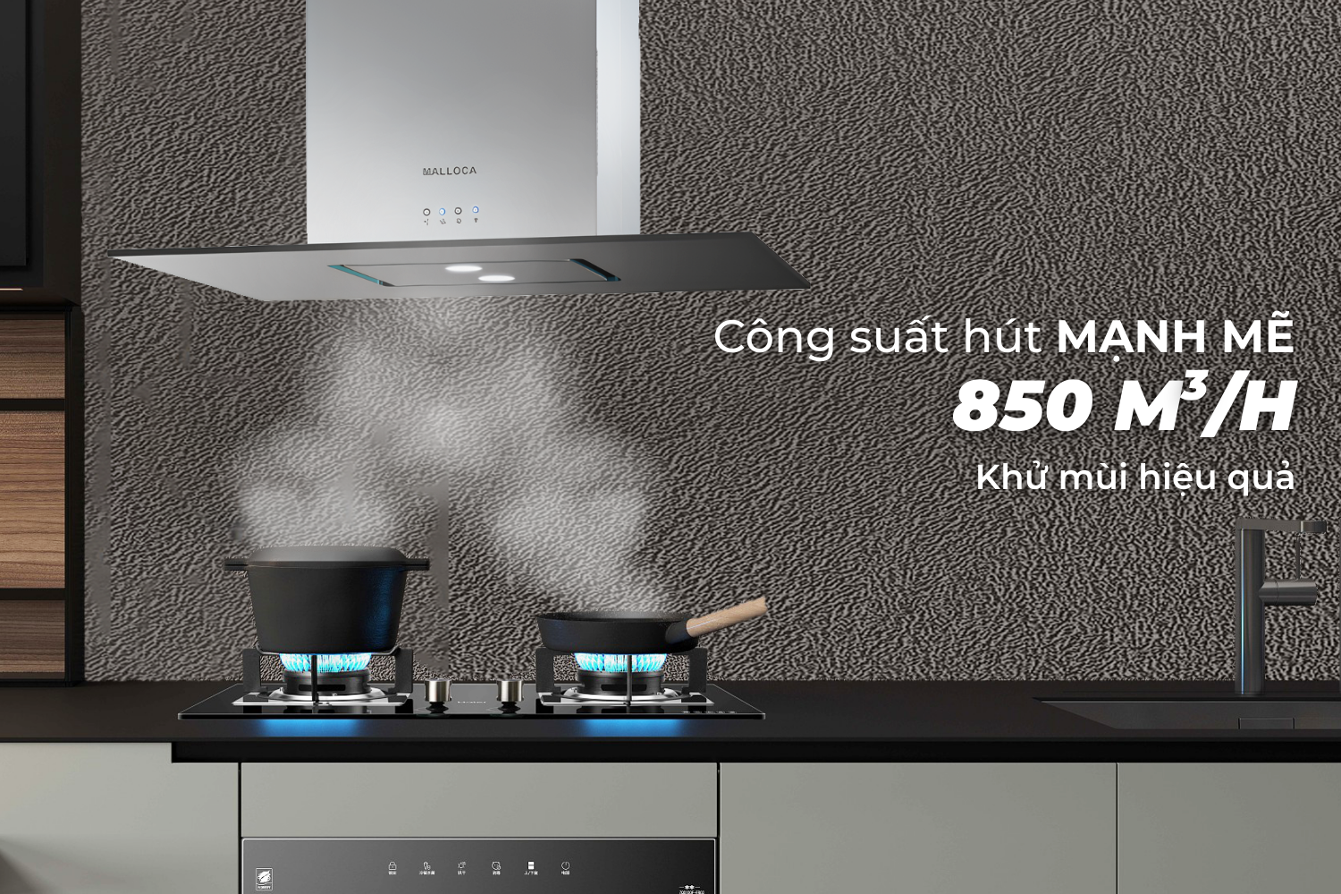 Công suất hút 850 m³/h mạnh mẽ – Hoạt động êm ái