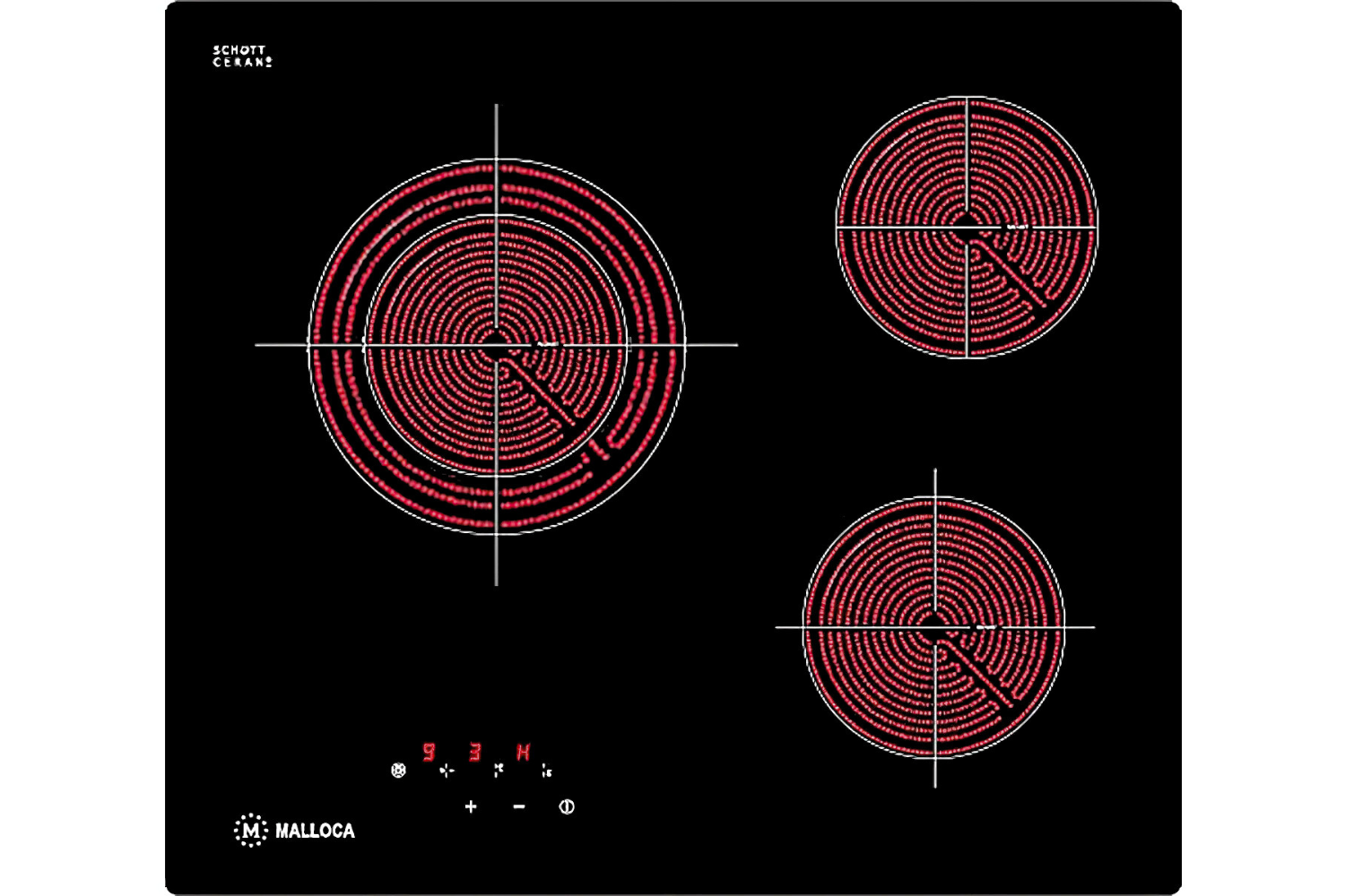 Bếp hồng ngoại Malloca MR 593 trang bị bảng điều khiển cảm ứng dạng chạm cực kỳ hiện đại.