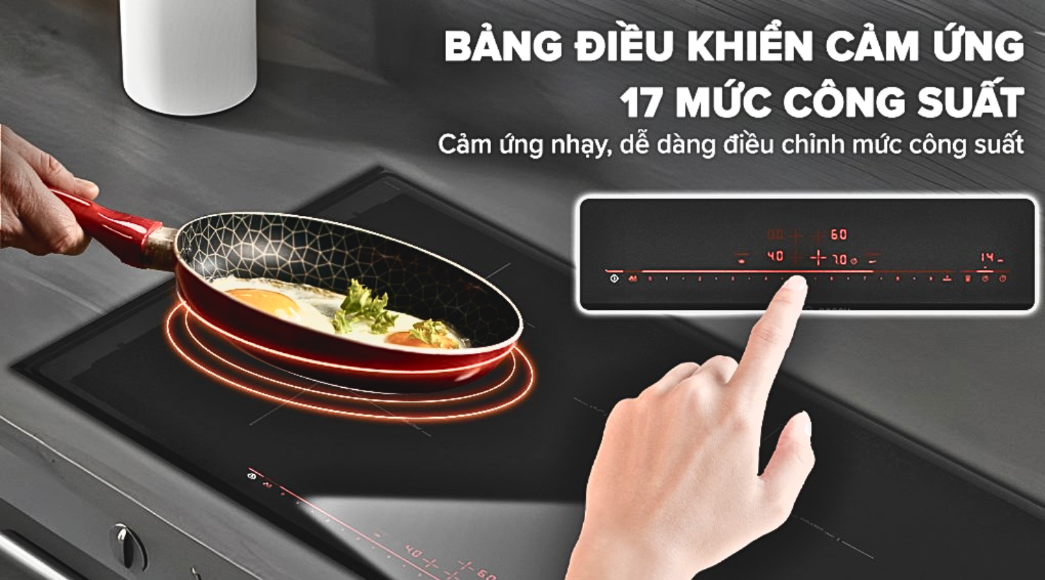 Bếp từ Bosch PIE875DC1E Serie 8 nổi bật với hệ thống điều khiển cảm ứng hiện đại