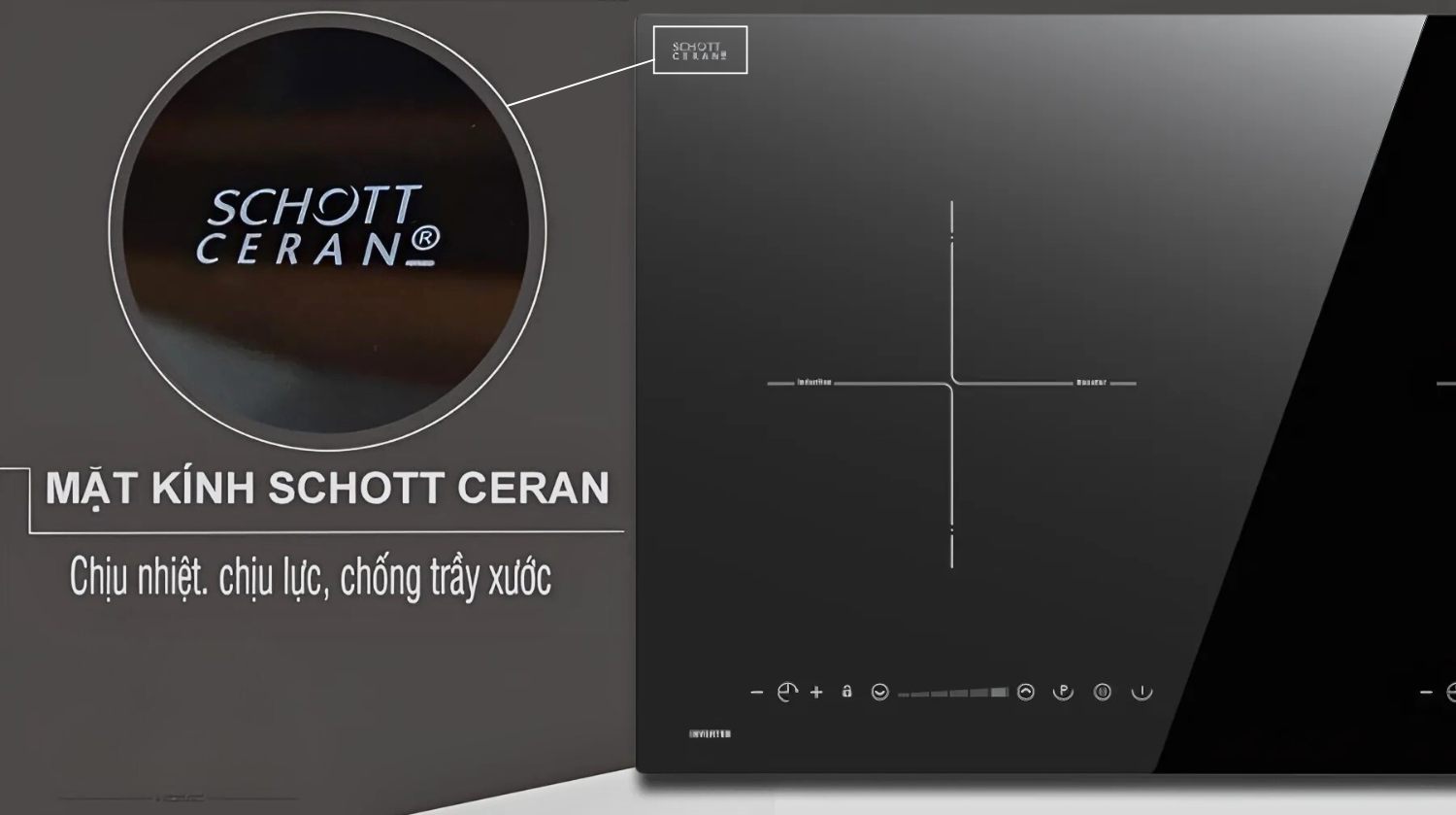 Mặt kính bếp được làm từ kính Schott Ceran cao cấp