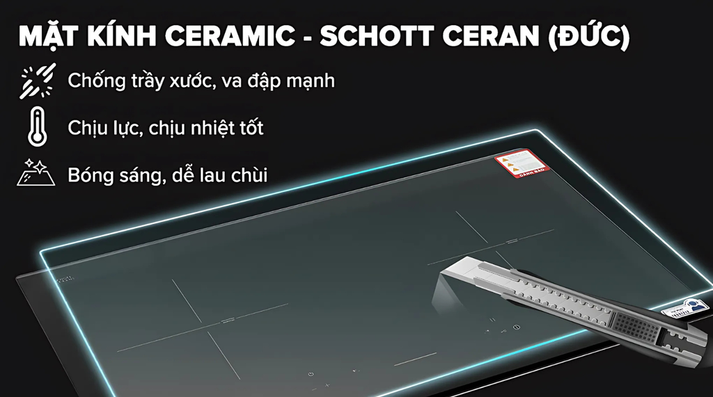 Mặt kính Schott Ceran liền khối siêu bền