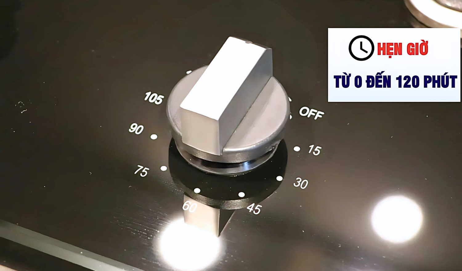 Chế độ hẹn giờ nấu cho bếp gas bên phải trên bếp gas Malloca AS 9603B