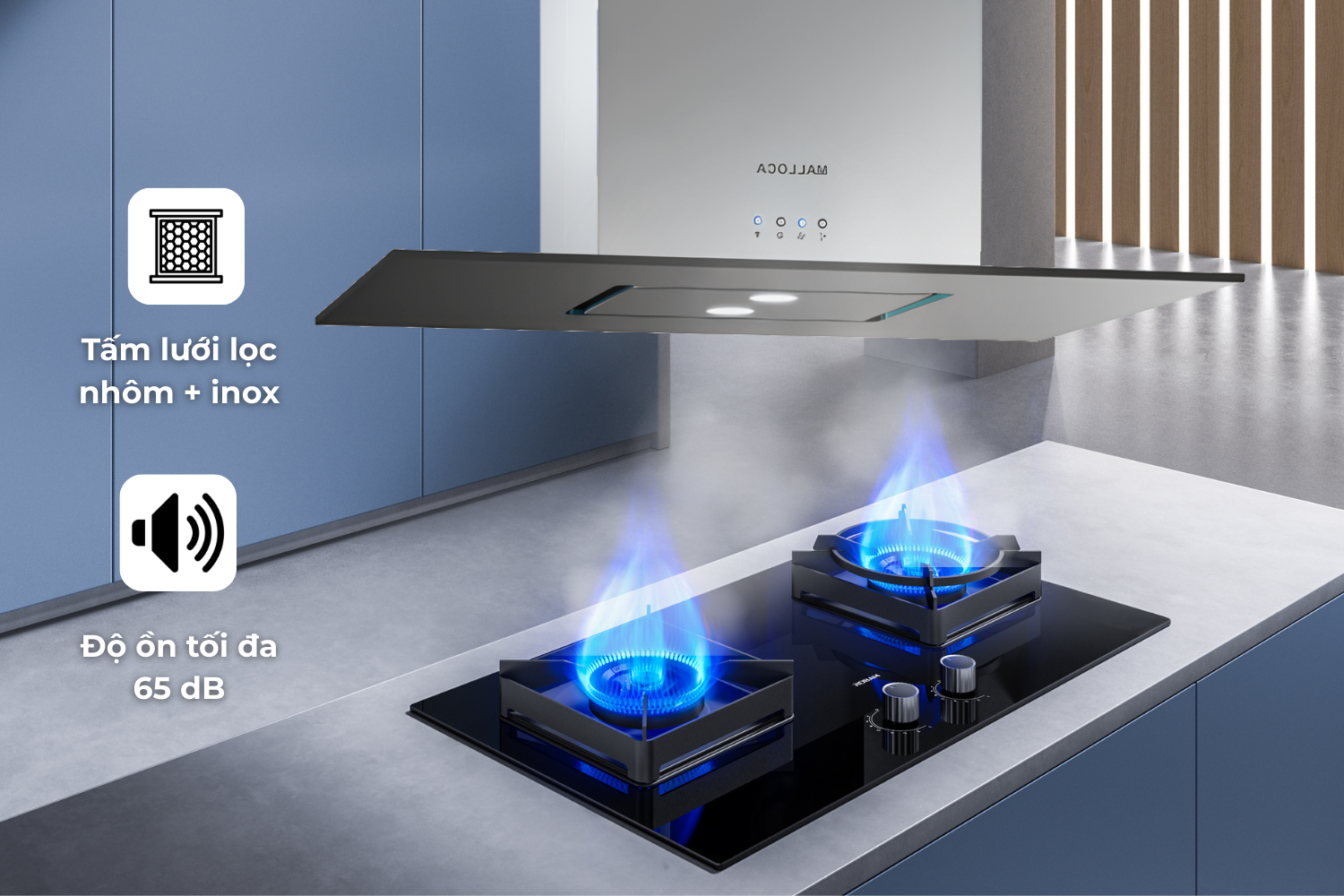 Khử mùi bằng than hoạt tính và ống thoát Ø150