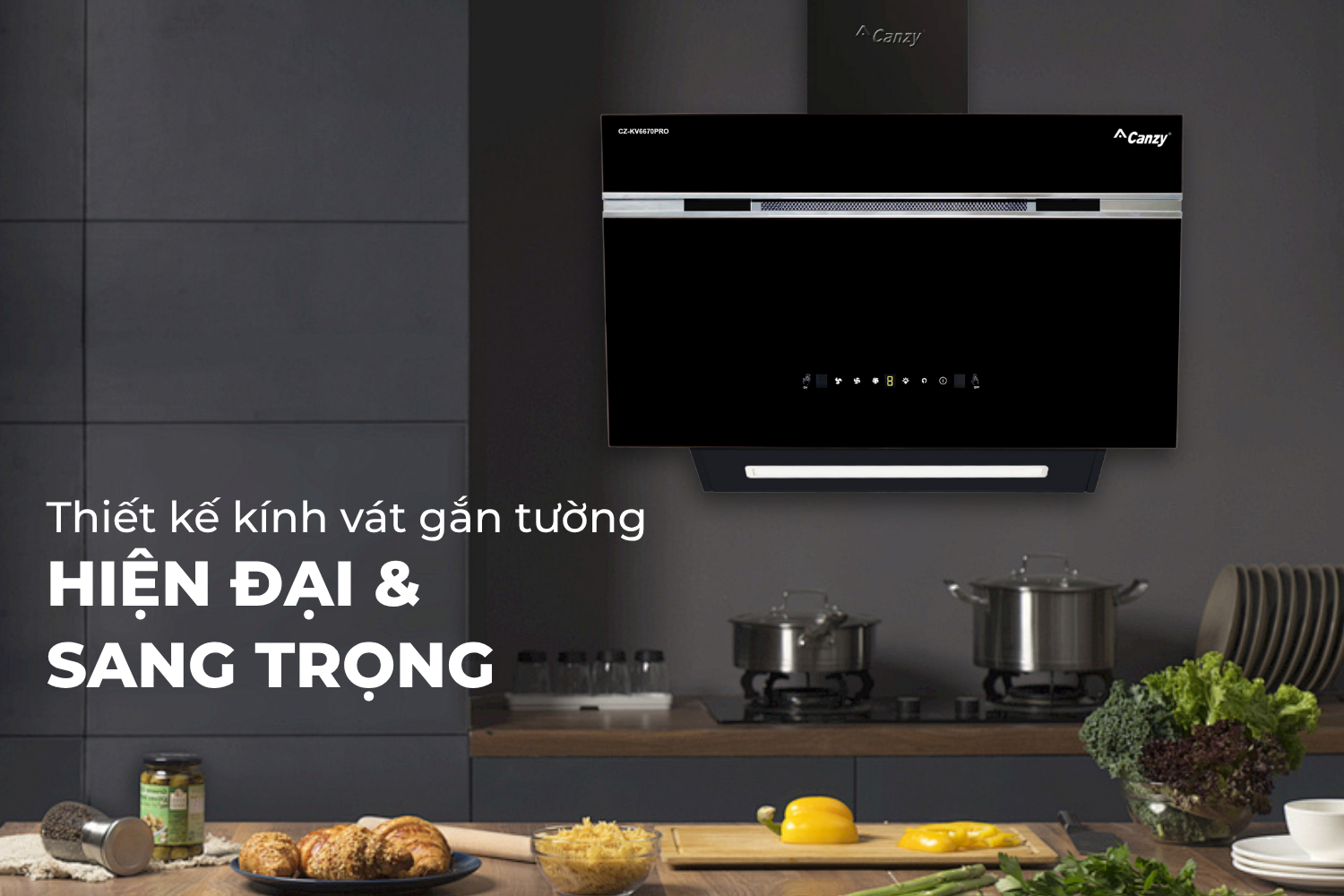 Máy Hút Mùi Kính Vát Canzy CZ KV6670PRO