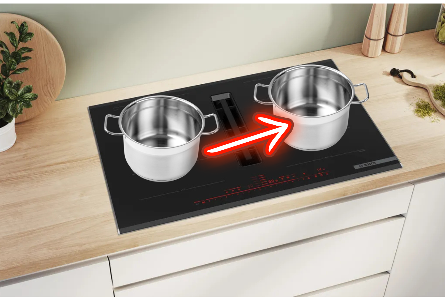 Bosch PXX875D67E Serie 8 chuyển vùng nồi