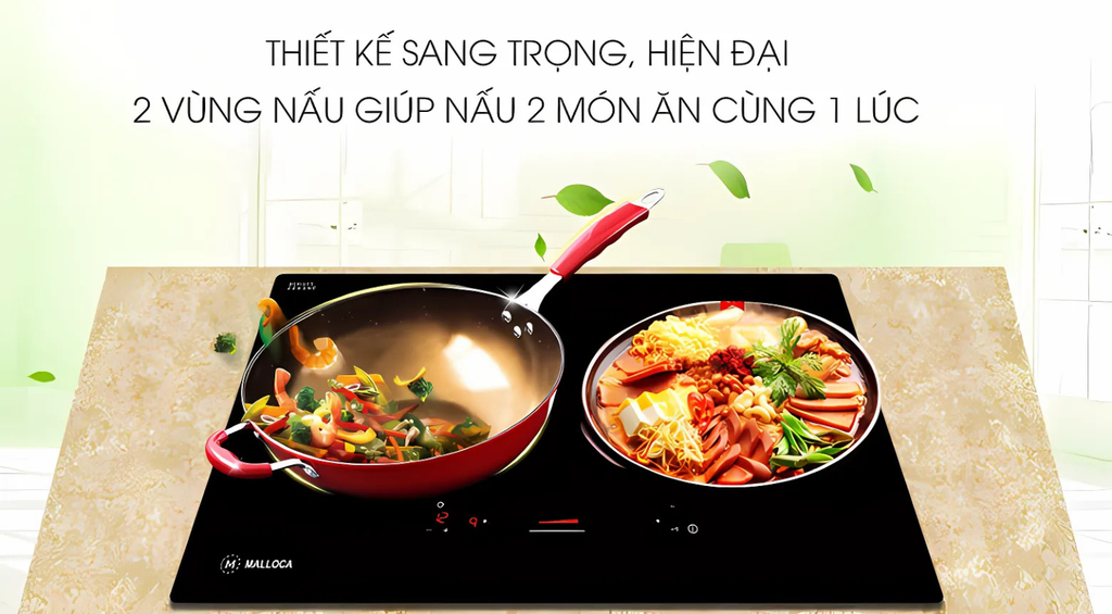 MI 732 SL được trang bị 2 vùng nấu cảm ứng từ riêng biệt