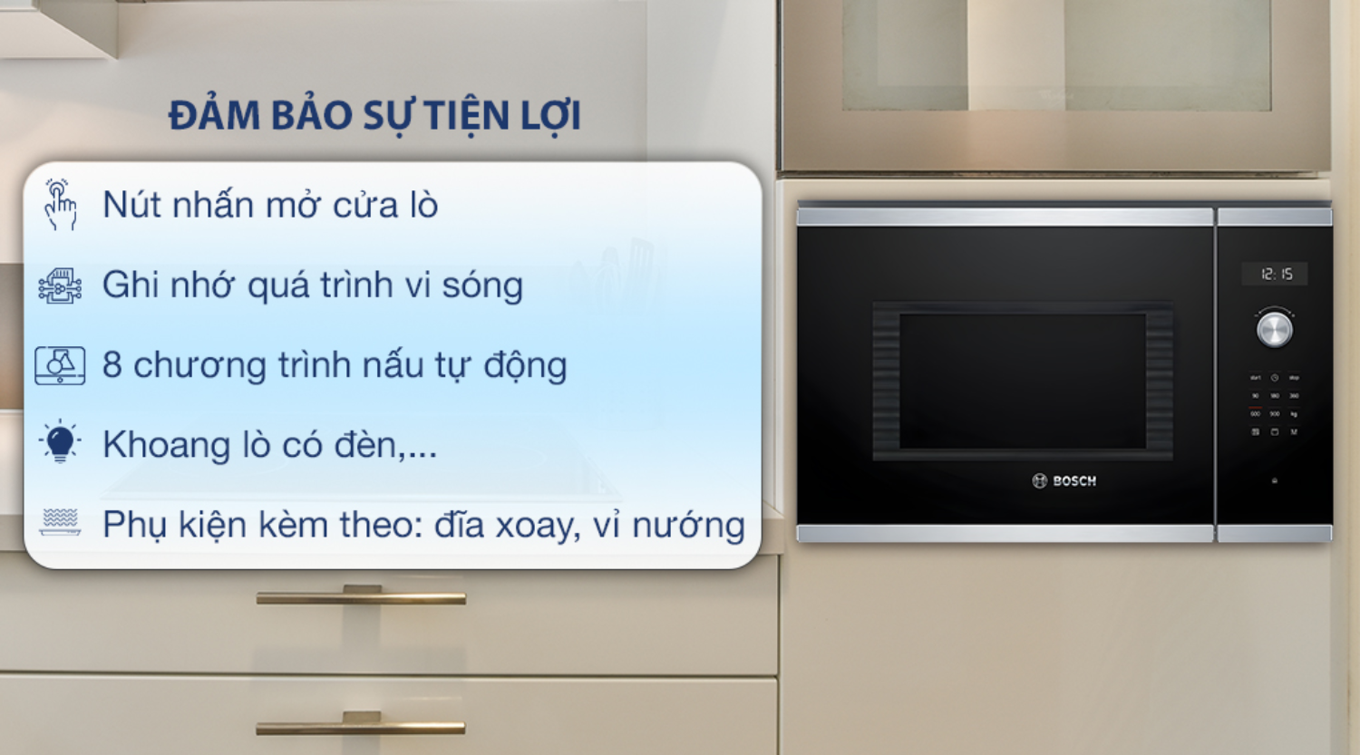 Lò vi sóng Bosch BEL554MS0B tích hợp đa dạng tiện ích và tính năng an toàn