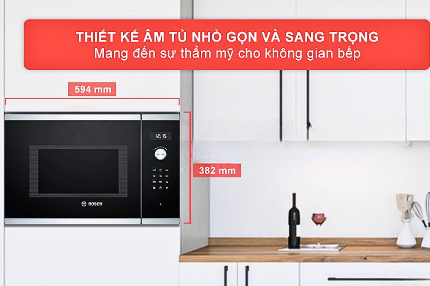 Lò vi sóng Bosch BEL554MS0B Serie 6 sở hữu cấu tạo lắp âm gọn gàng
