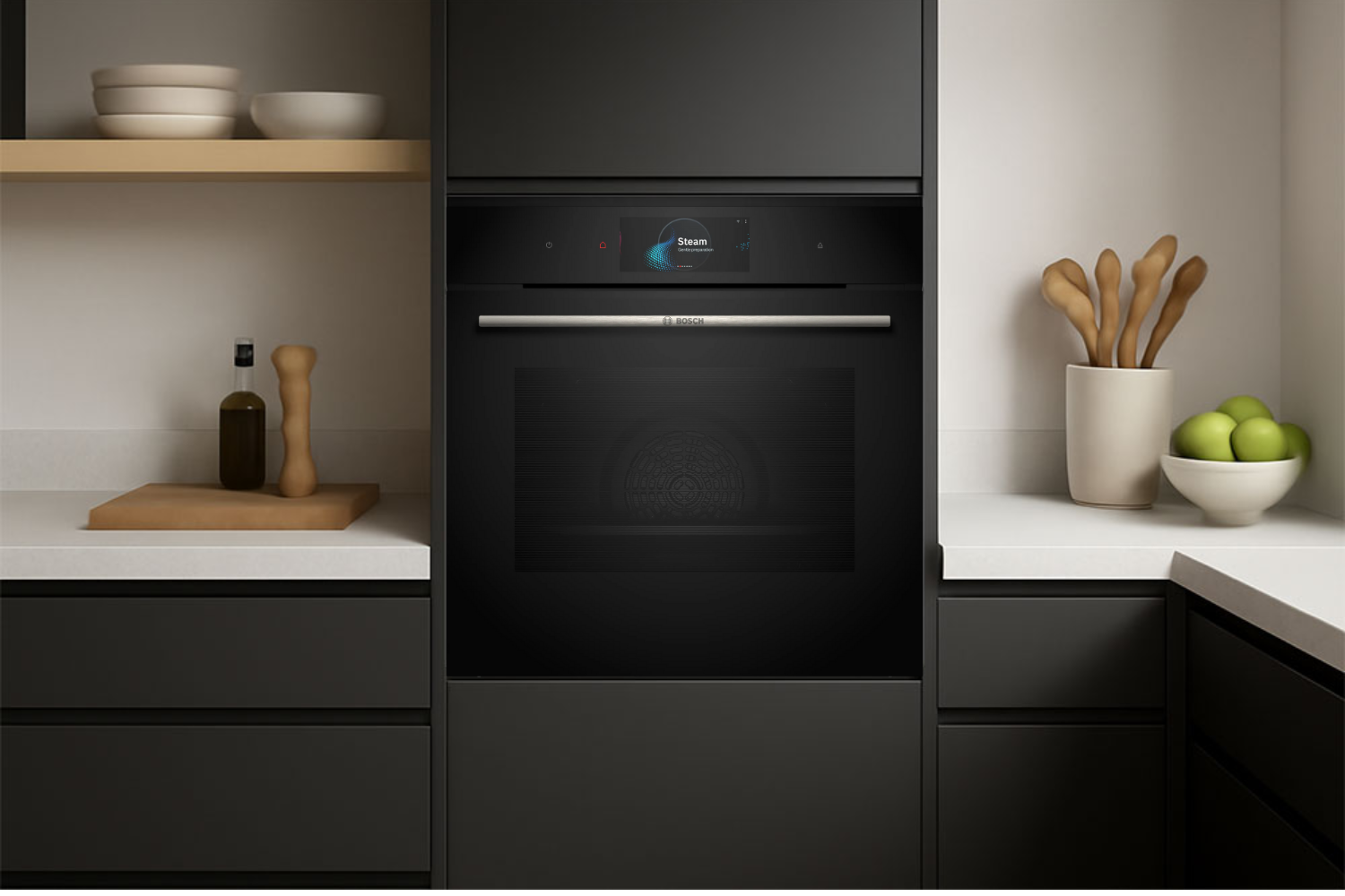 Lò nướng âm tủ Bosch HSG7584B1 Serie 8 gây ấn tượng mạnh mẽ với vẻ ngoài hiện đại