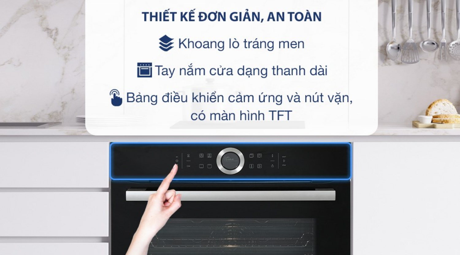 Cửa lò được cấu tạo bởi ba lớp kính cường lực chịu nhiệt