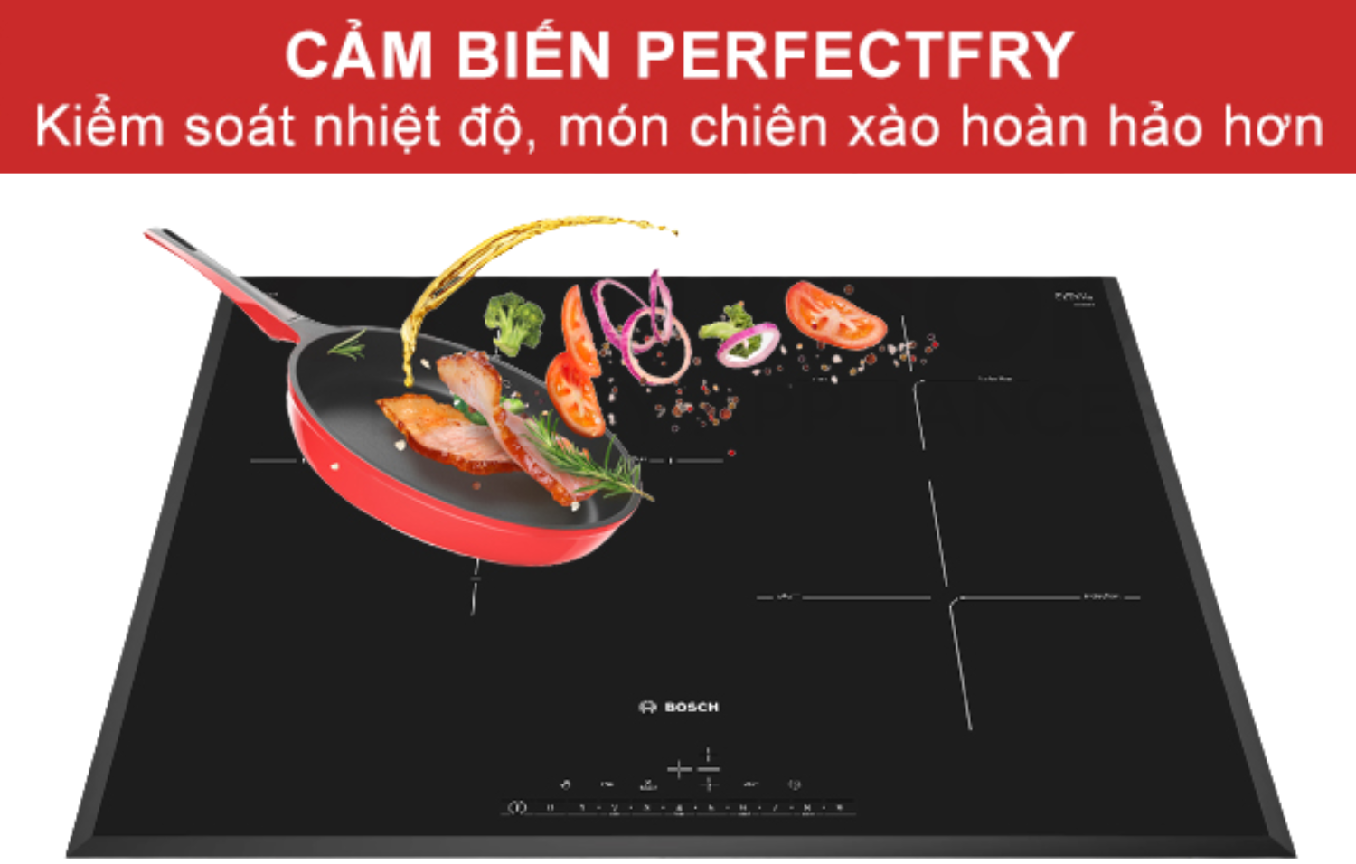 PerfectFry liên tục kiểm tra và đo mức nhiệt của chảo, đồng thời theo dõi nhiệt độ của vùng nấu