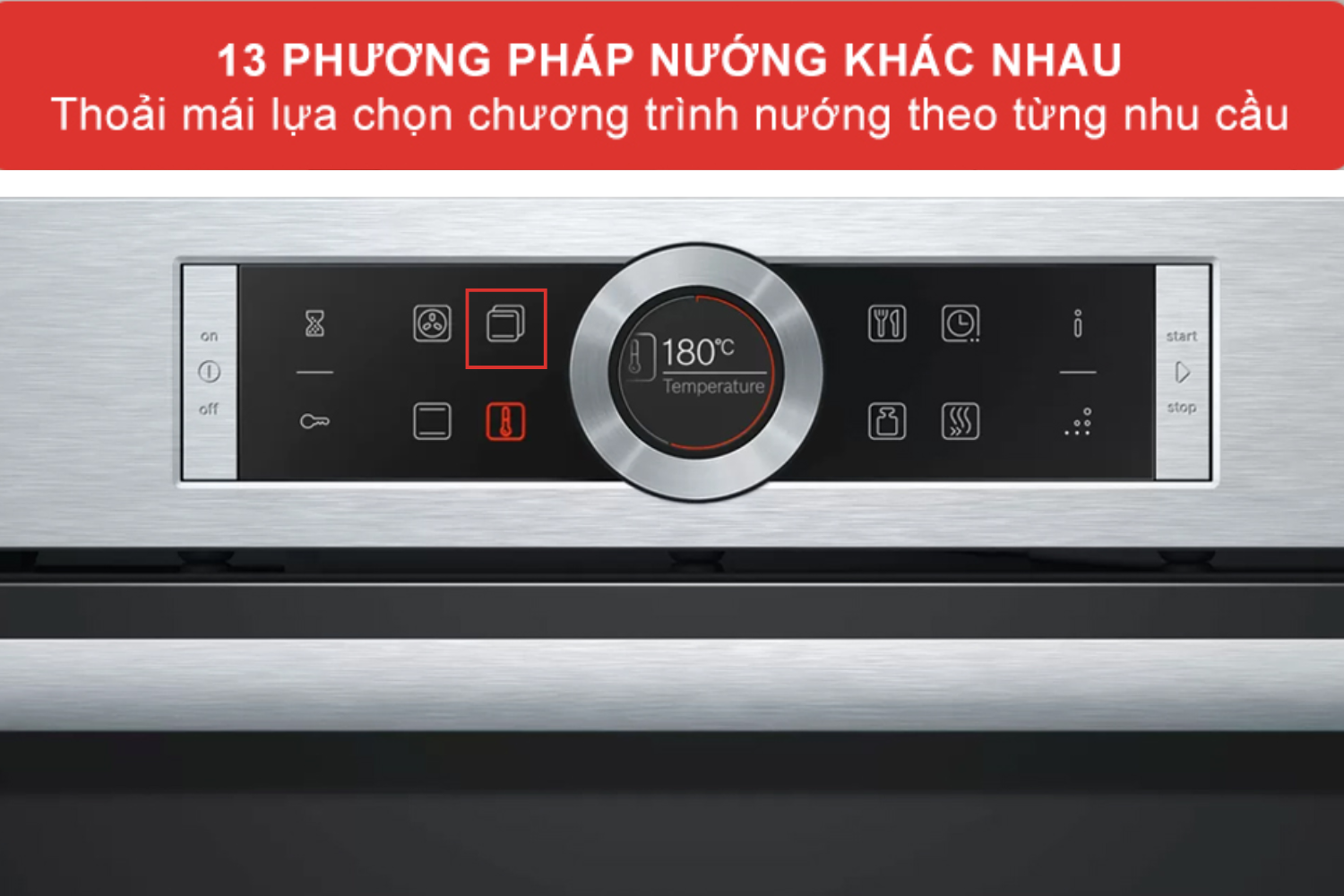 Lò nướng Bosch HBG655HS1A mang đến sự linh hoạt tuyệt đối với 13 chế độ gia nhiệt