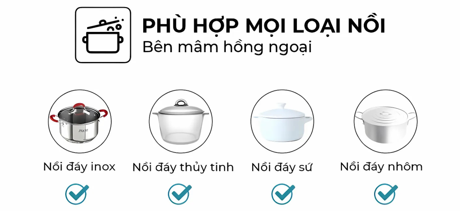 Bếp điện Malloca MR 593 sử dụng công nghệ làm nóng bằng hồng ngoại