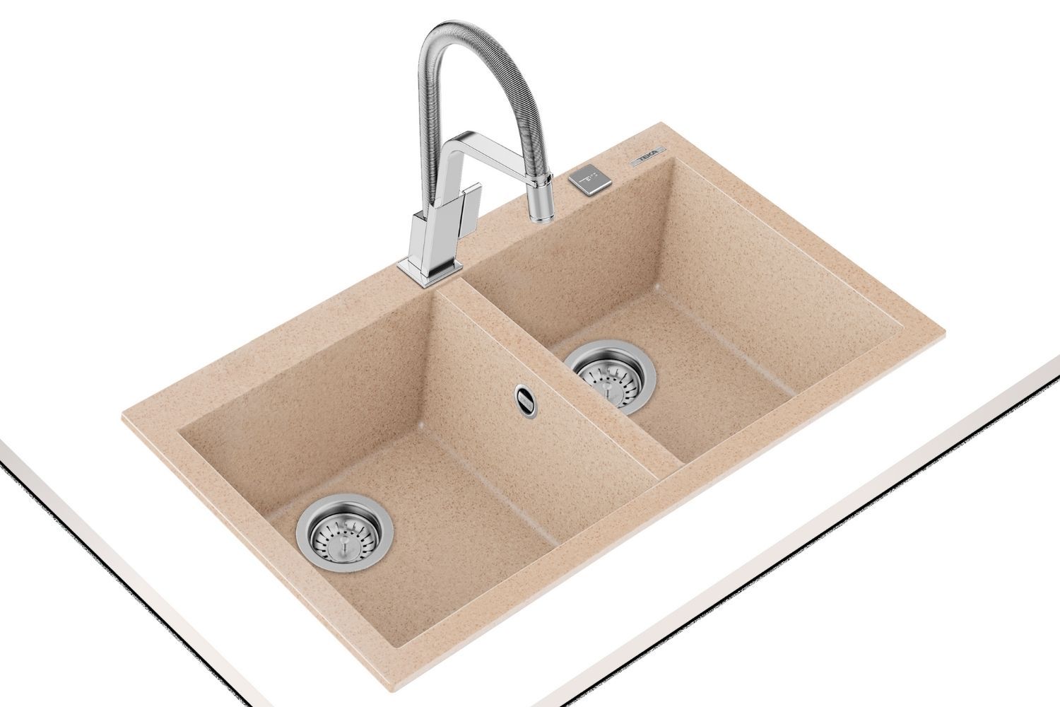 Chậu rửa bát Teka FORSQUARE 2B 790 TG màu be thiết kế lắp nổi tiện lợi