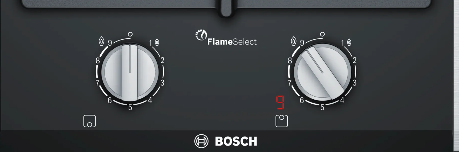 Bếp Gas 2 Vùng Nấu Bosch PRB3A6D70 có 2 núm xoay