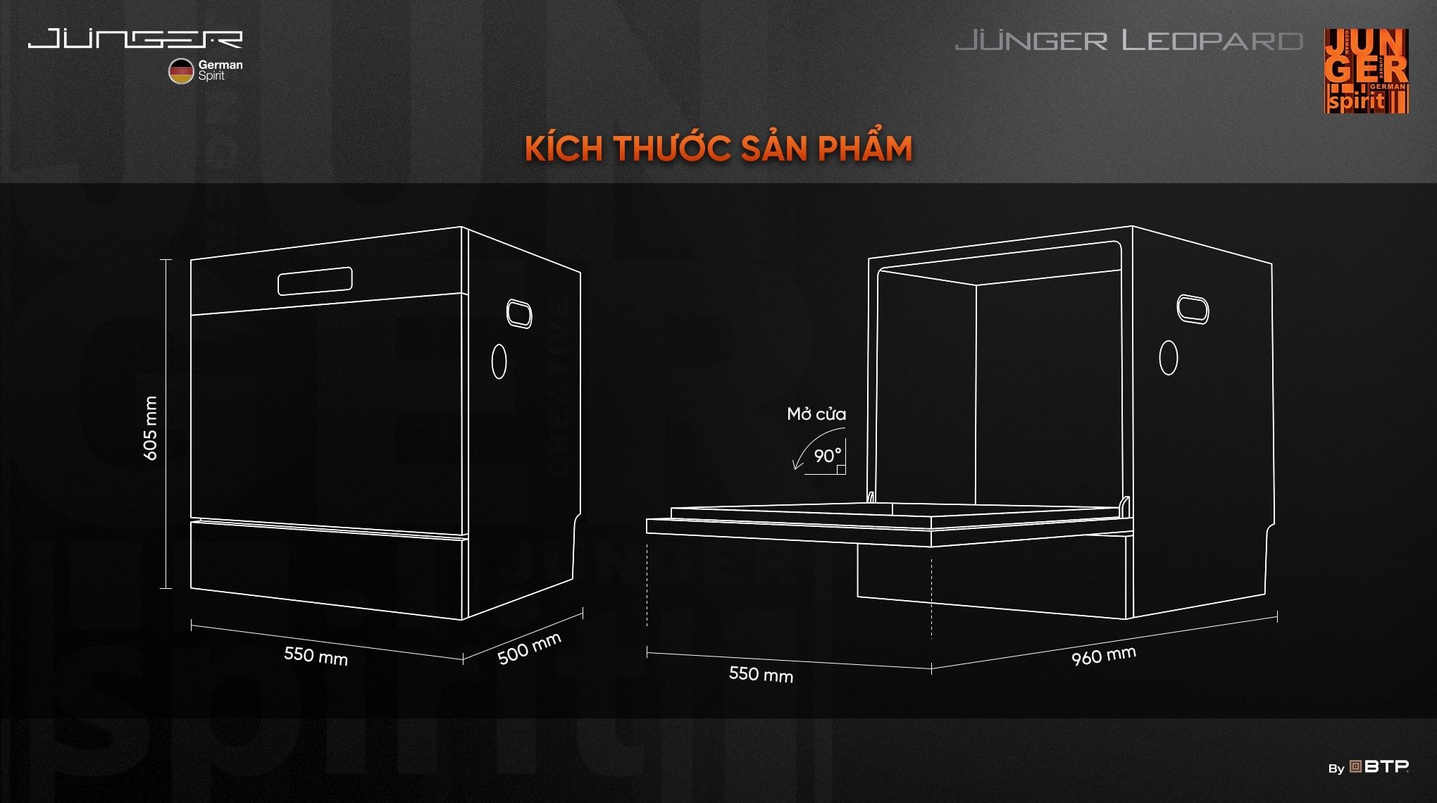 DWJ-103 với kích thước nhỏ gọn, có thể lắp âm tủ hoặc để độc lập phù hợp với mọi gian bếp