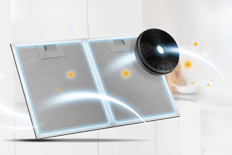 Khử mùi tối ưu với bộ lọc nan inox và than hoạt tính