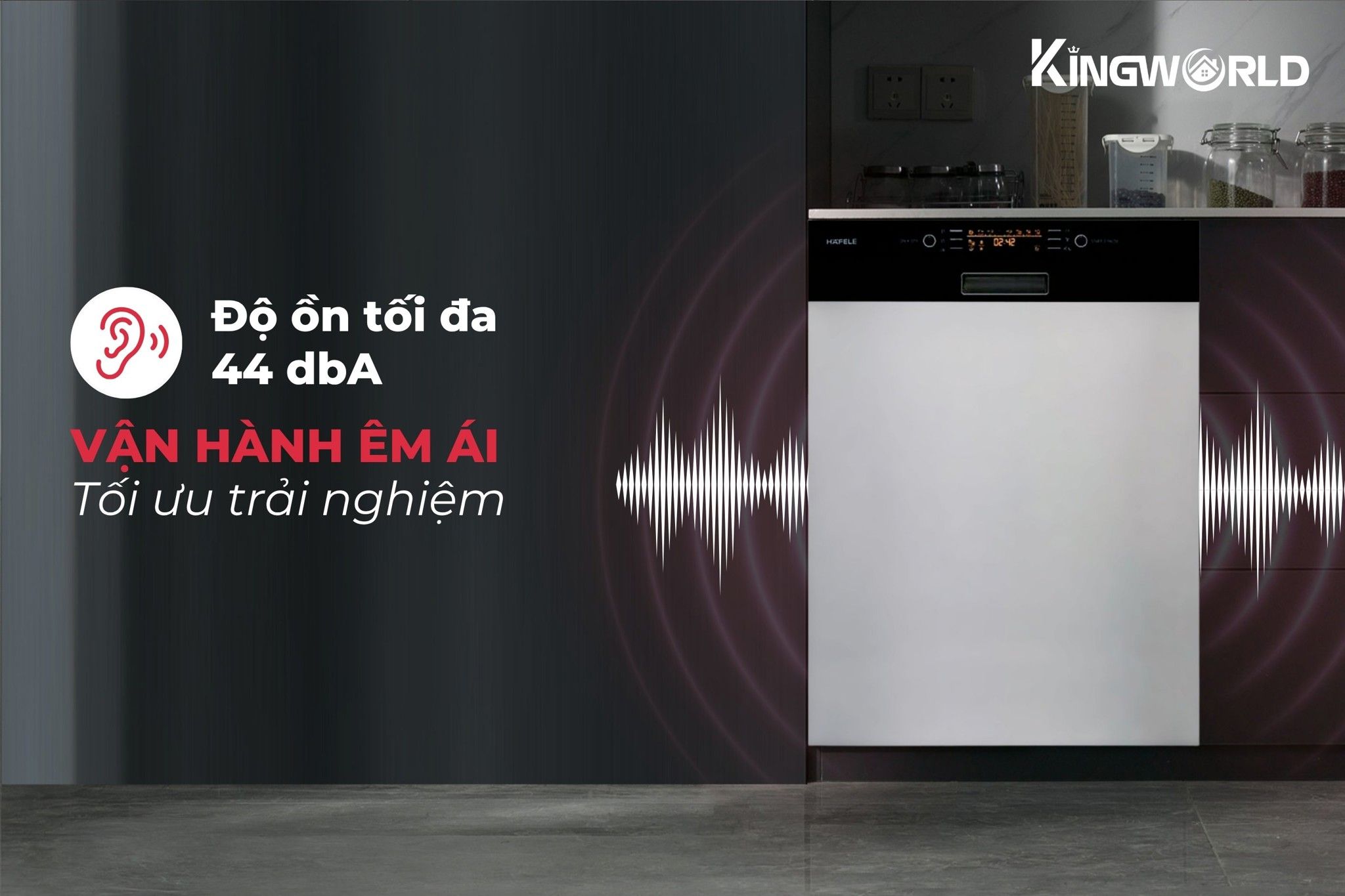 Hafele HDW-HI60B hoạt động với độ ồn thấp, êm ái