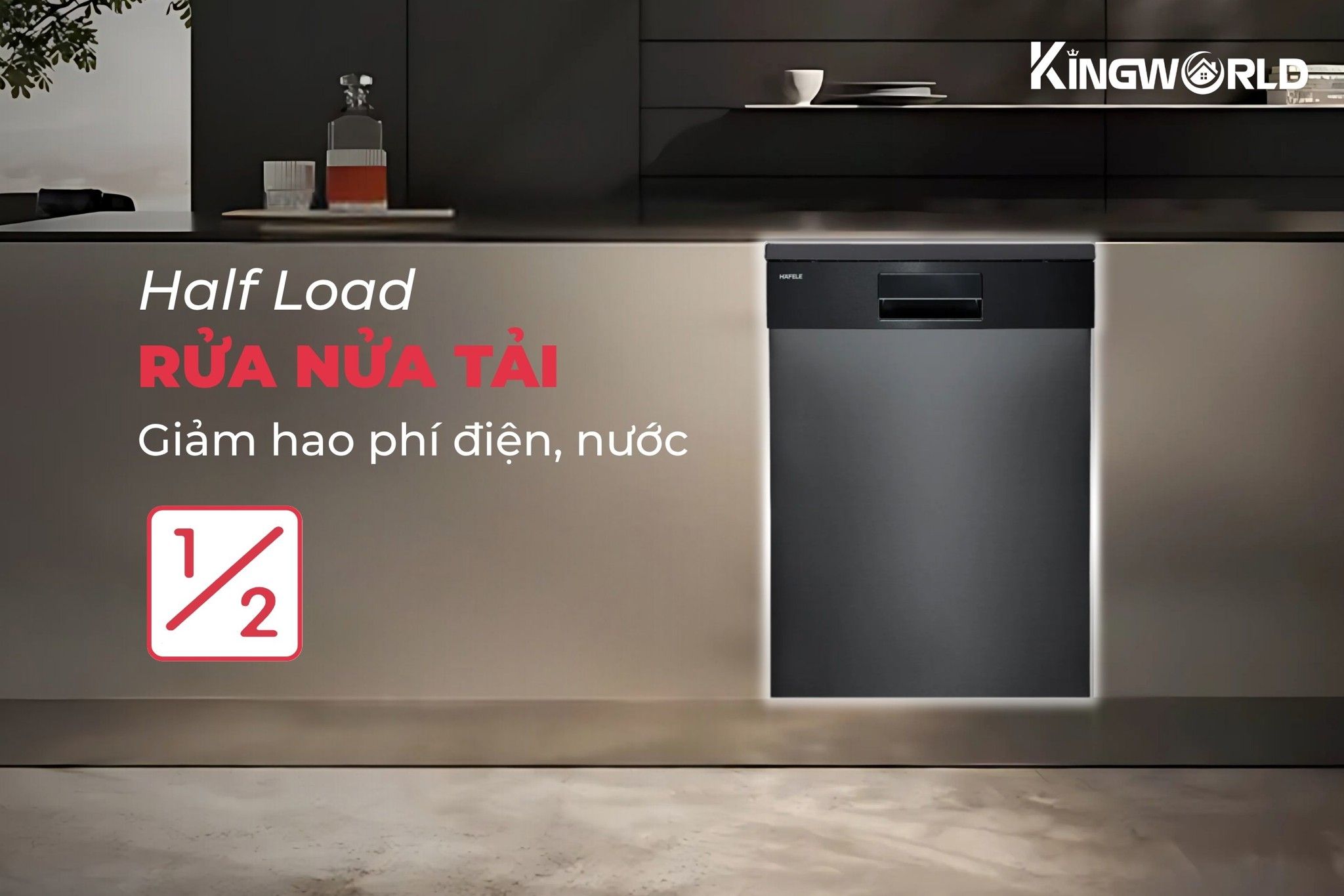 Máy rửa bát Hafele HDW-SI60AB tích hợp chế độ rửa nửa tải