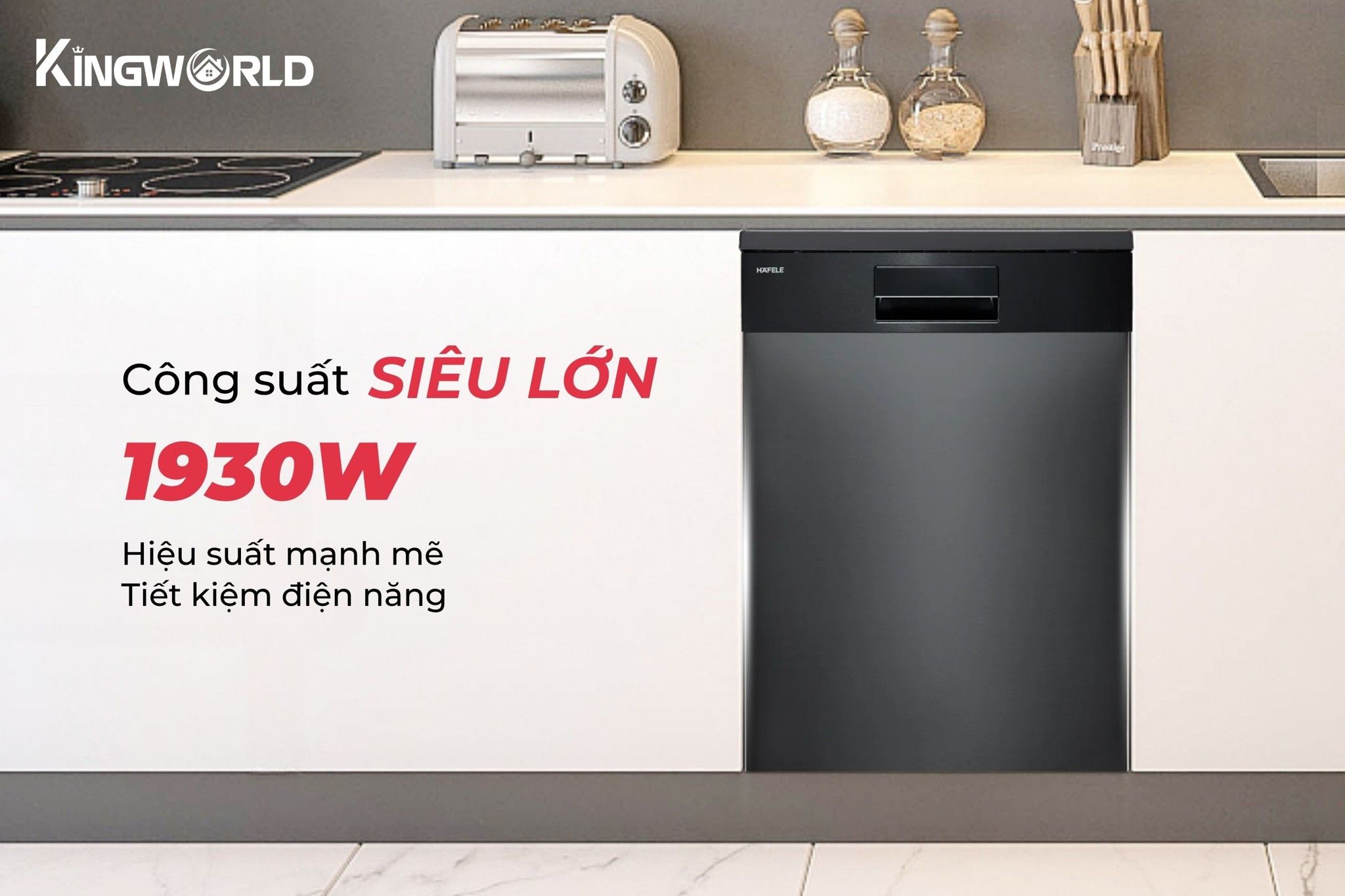Máy rửa bát Hafele HDW-SI60AB hoạt động với công suất siêu lớn