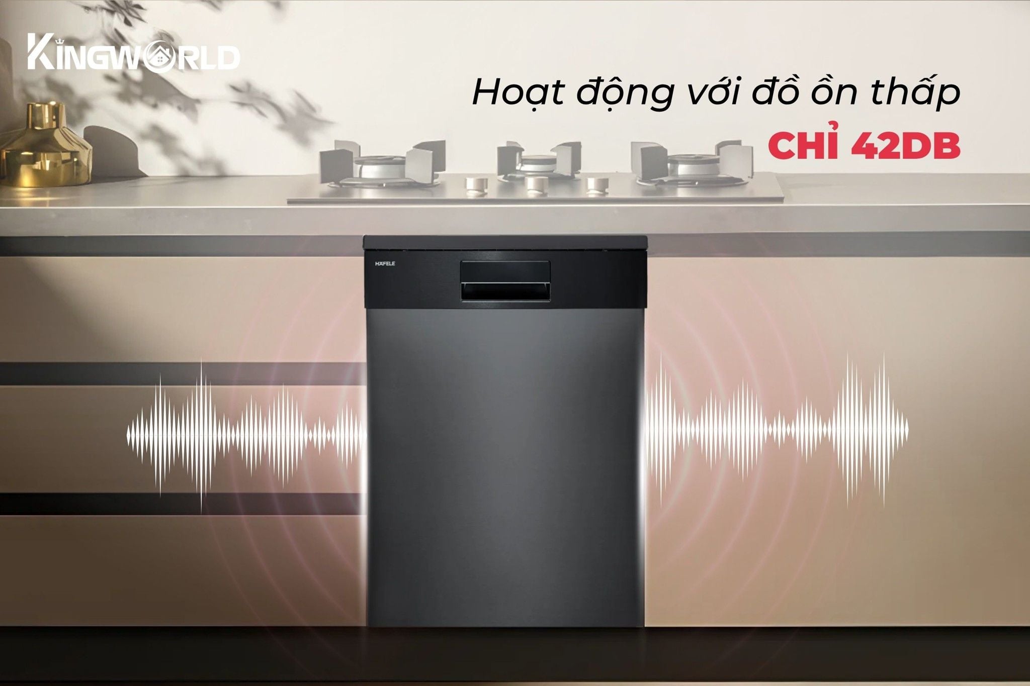 Máy rửa bát Hafele HDW-SI60AB vận hành êm ái với độ ồn chỉ 42dB