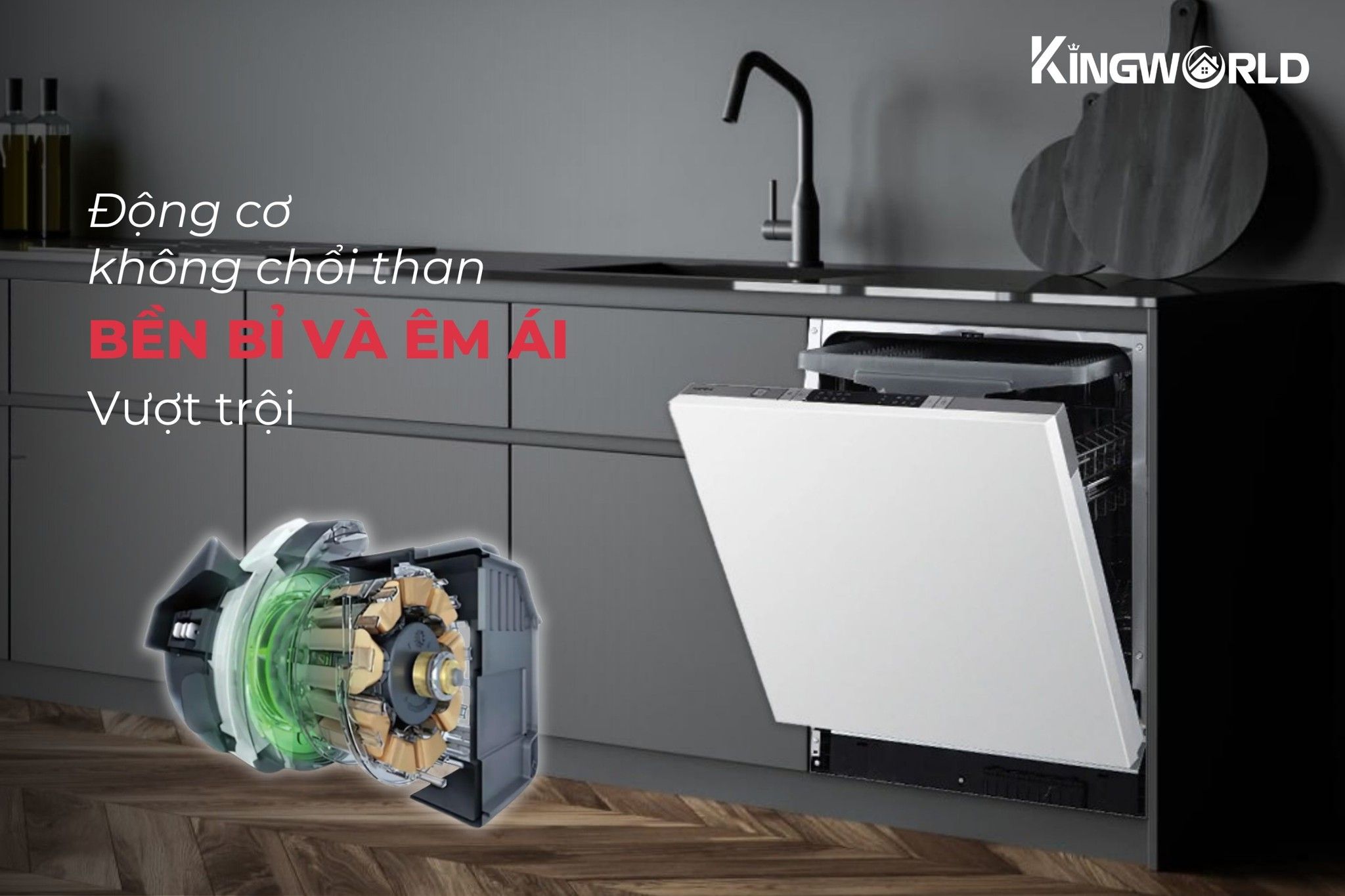 Hafele HDW-FI60AB trang bị động cơ hoạt động mạnh mẽ