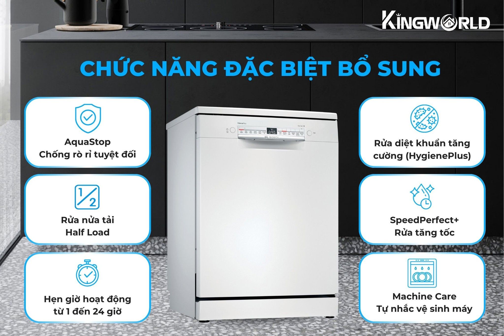 Bosch SMS2IVW01P tích hợp nhiều tính năng hiện đại