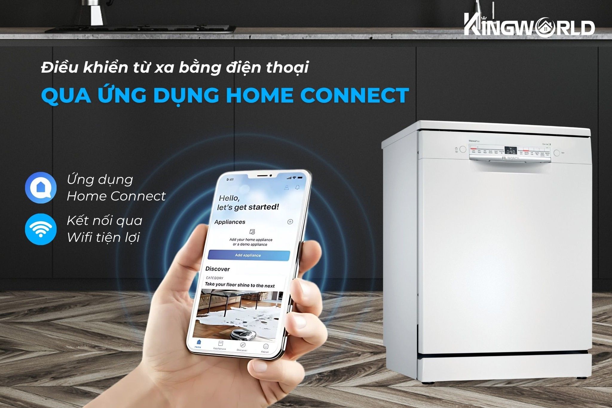 Bosch SMS2IVW01P điều khiển từ xa Home Connect