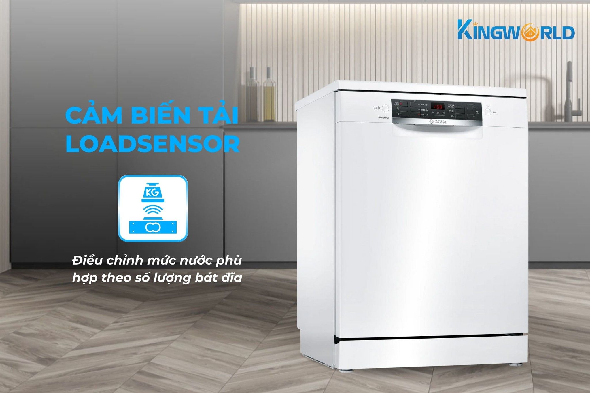 Máy rửa bát Bosch SMS46GW01P trang bị cảm biến LoadSensor