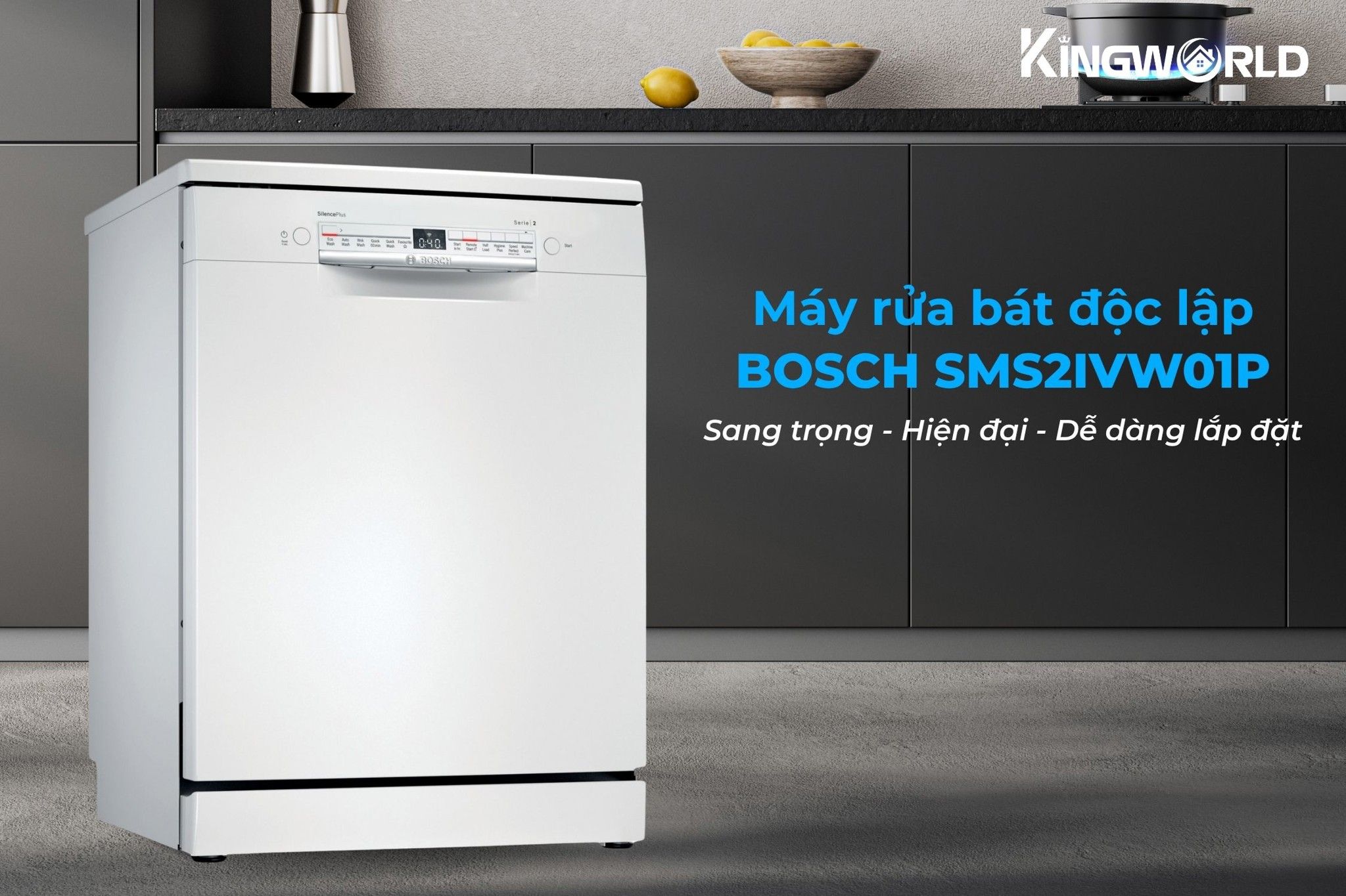 Bosch SMS2IVW01P thiết kế dáng độc lập hiện đại