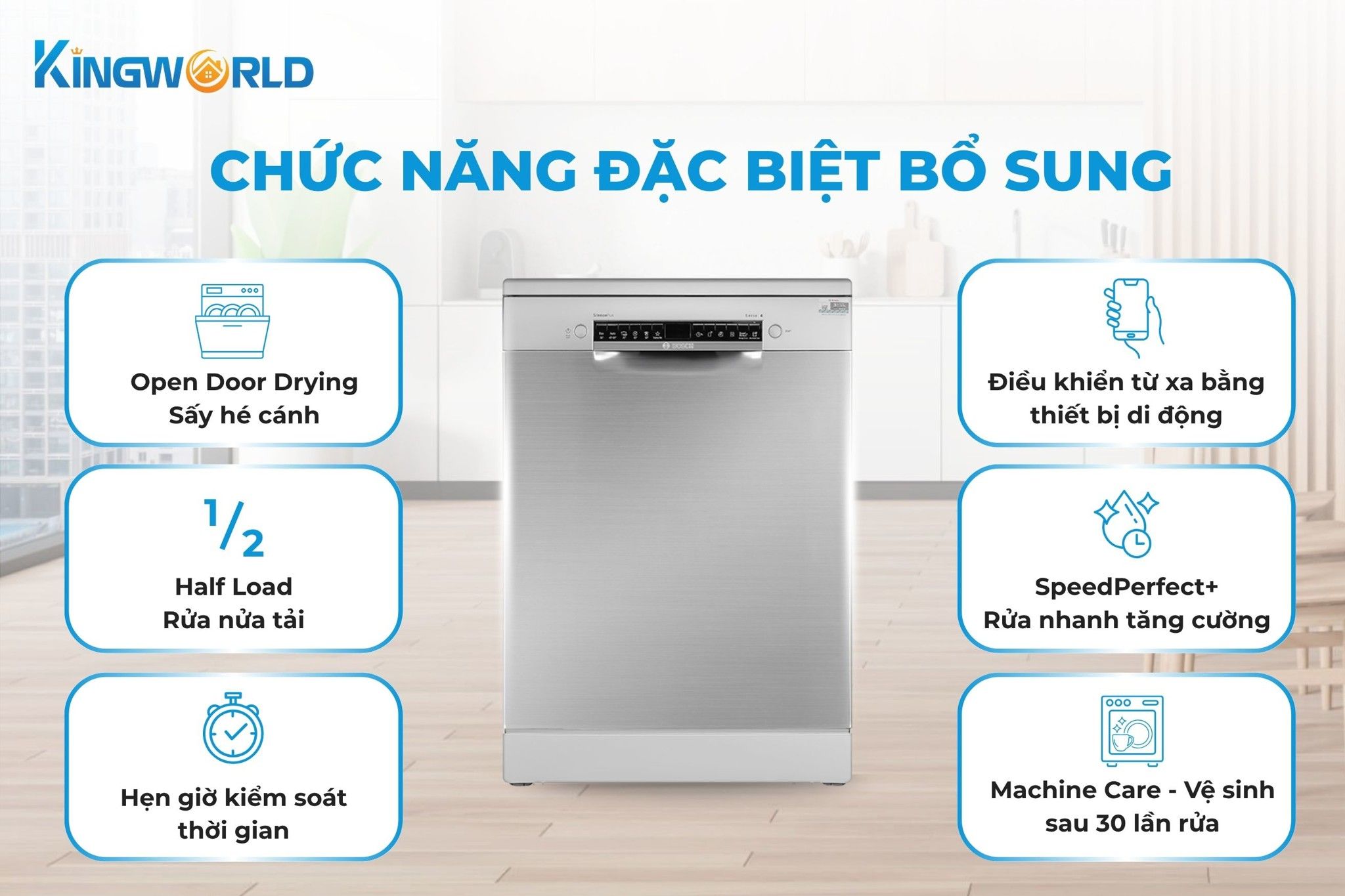 Bosch SMS4ECI14E tích hợp thêm 6 chương trình đặc biệt