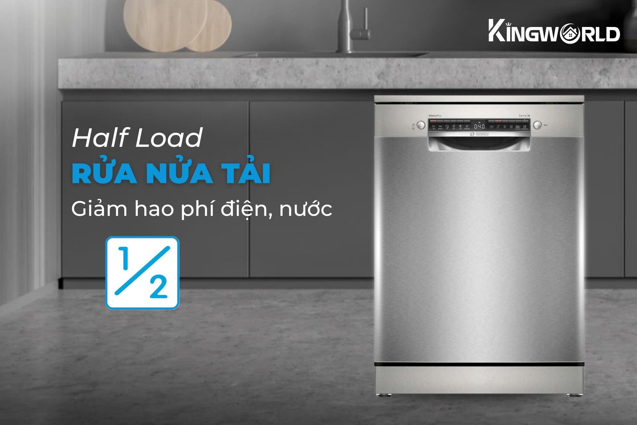 Rửa bán tải (Half Load) – Tiện lợi khi rửa ít bát đĩa